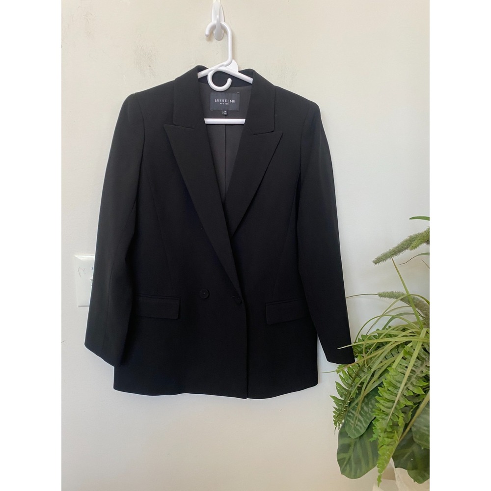 New Lafayette 148 Women's Black Acetate Blend Blazer Jacket Size 10,  $795
